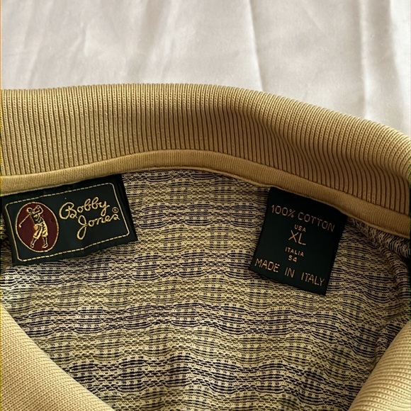 Vintage Bobby Jones 3 Button Tan Green Navy Golf Shirt Men’s Size XL - Picture 6 of 8